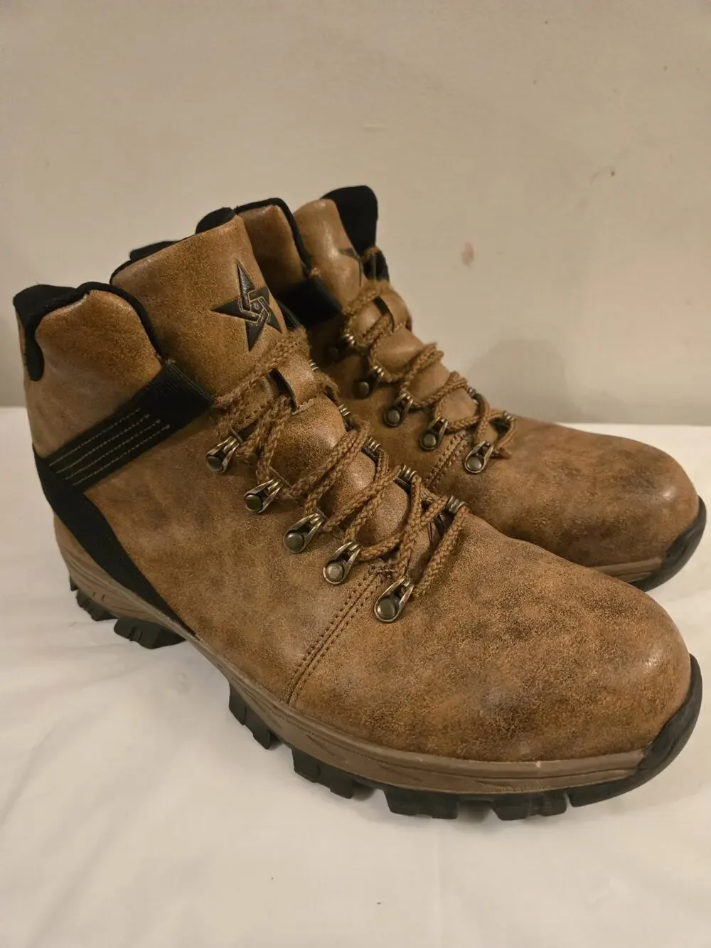 OwnShoe Mens Brown Work Boots Steel Toe Waterproof Industrial SZ 46